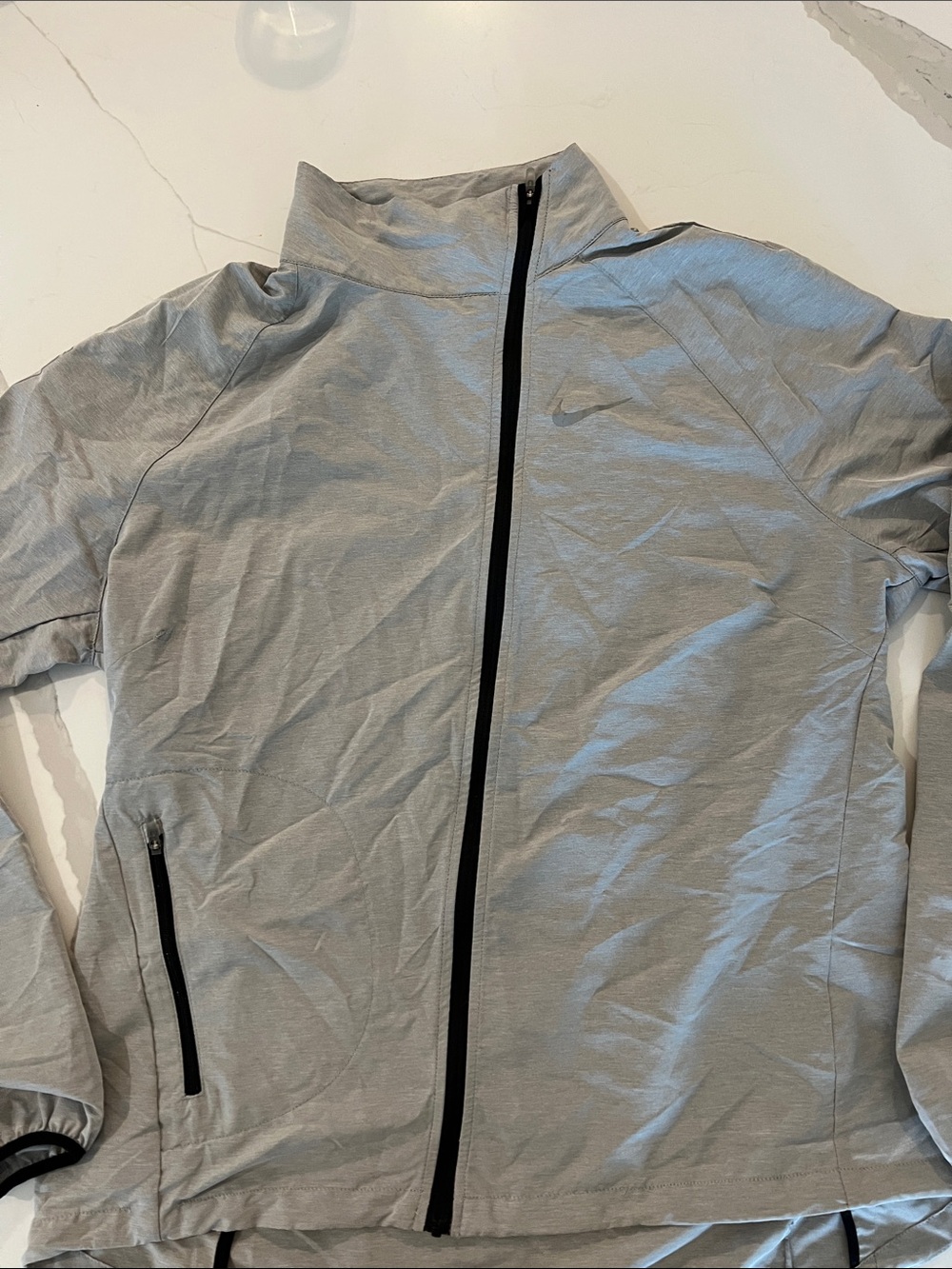 Nike running grey asymmetrical windbreaker